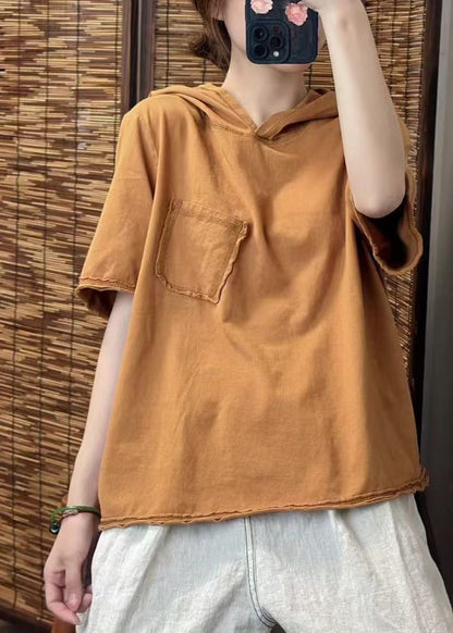 Cotton Fine Hooded Summer Tanks Pocket Green FashionChic