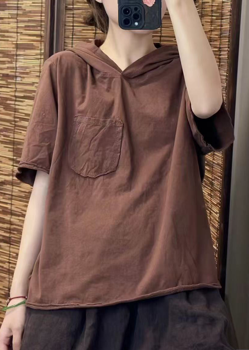Cotton Fine Hooded Summer Tanks Pocket Green FashionChic