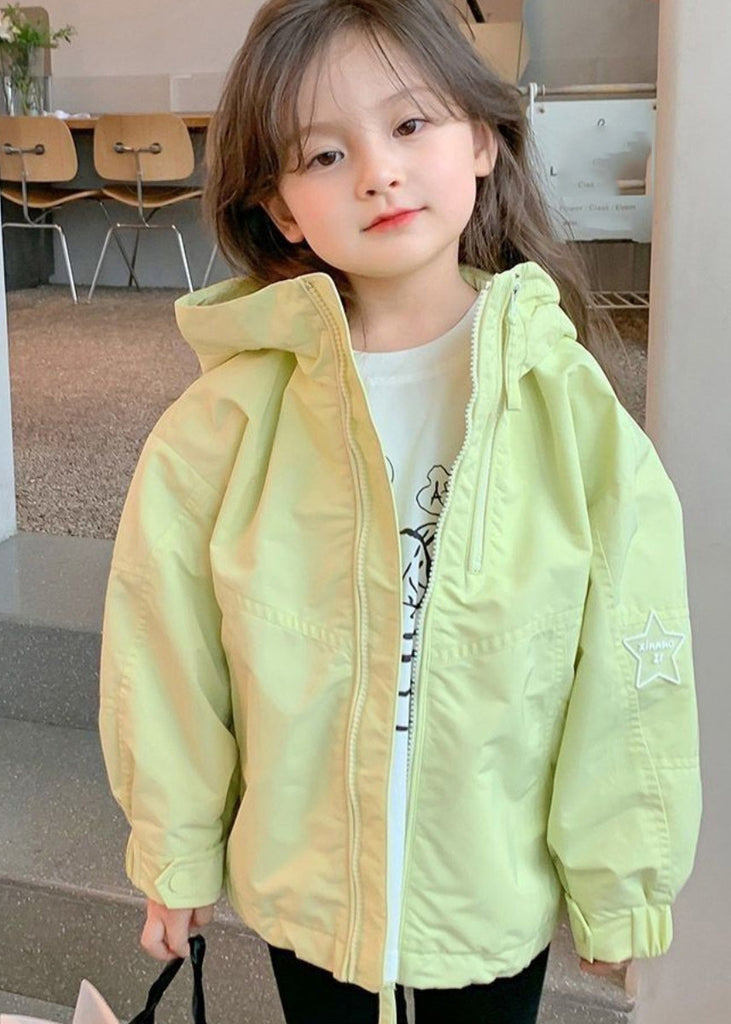 Fine Green Patchwork Zippered Girls Hoodie Coat Fall QV045 MM-RCTZCGTS241026