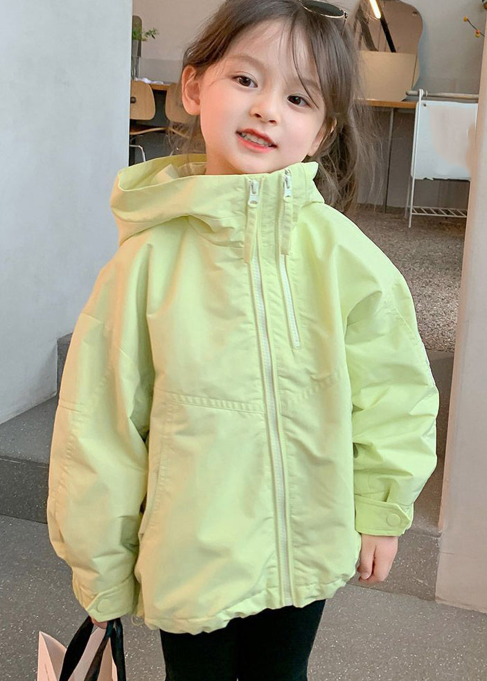 Fine Green Patchwork Zippered Girls Hoodie Coat Fall QV045 MM-RCTZCGTS241026
