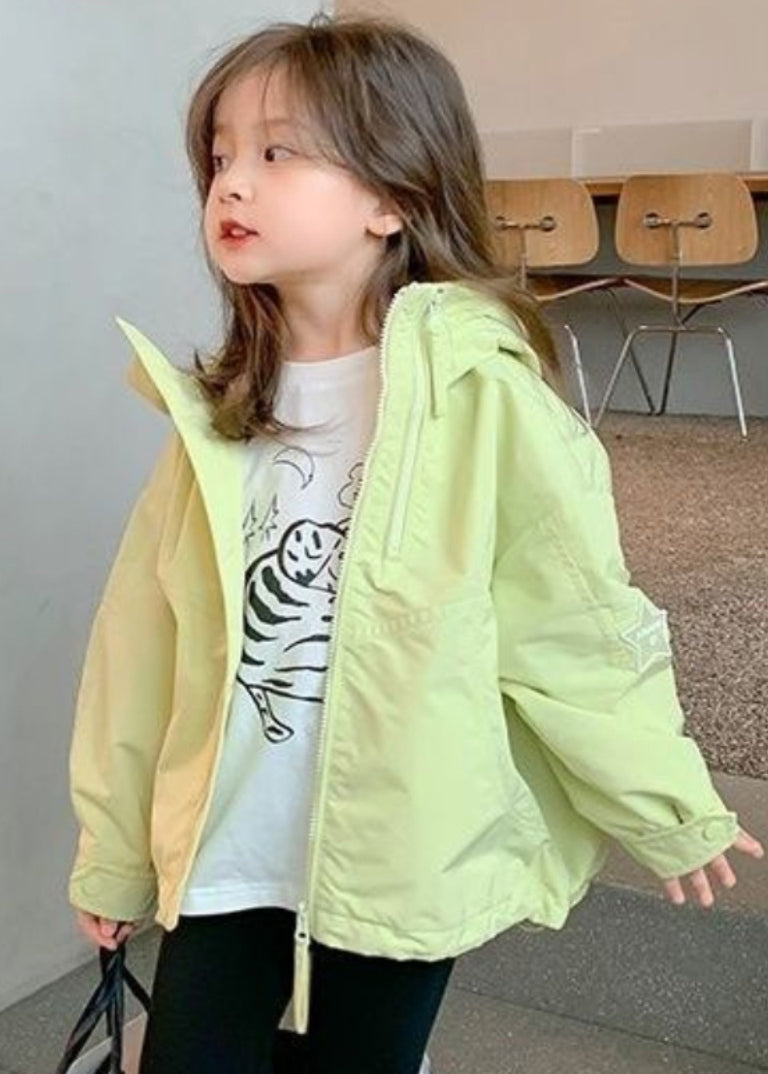 Fine Green Patchwork Zippered Girls Hoodie Coat Fall QV045 MM-RCTZCGTS241026