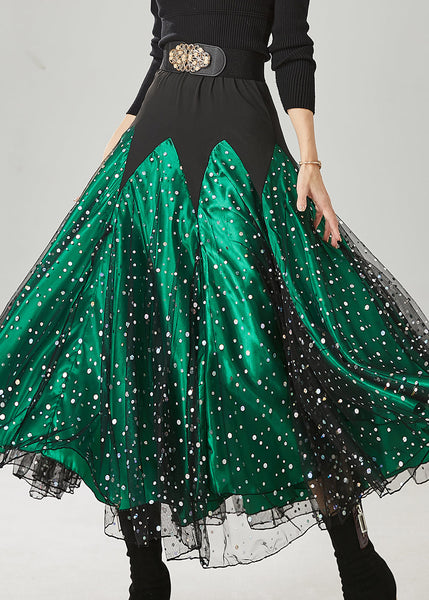 Fine Green Silm Fit Patchwork Tulle Dance Skirts Spring YU1022 Ada Fashion