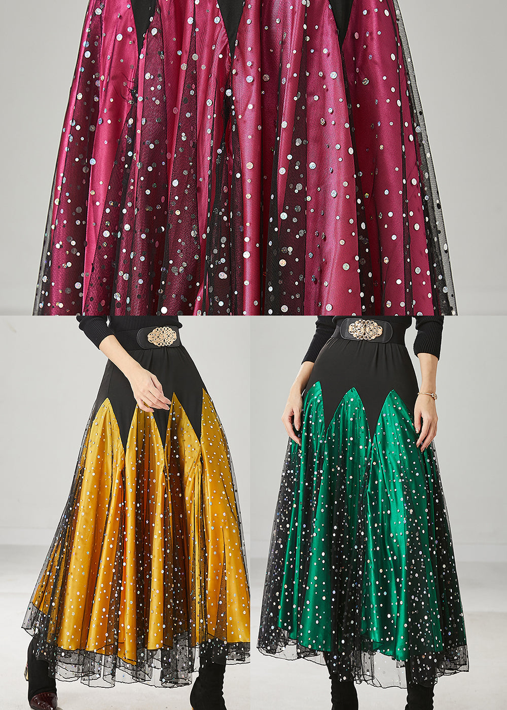 Fine Green Silm Fit Patchwork Tulle Dance Skirts Spring YU1022 Ada Fashion