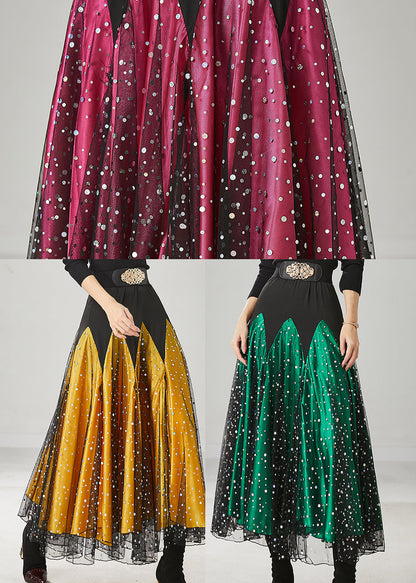 Fine Green Silm Fit Patchwork Tulle Dance Skirts Spring YU1022 Ada Fashion