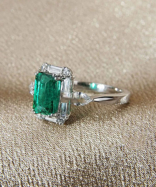Fine Green Sterling Silver Zircon Crystal Square Rings AC1045 Genistyle Shop