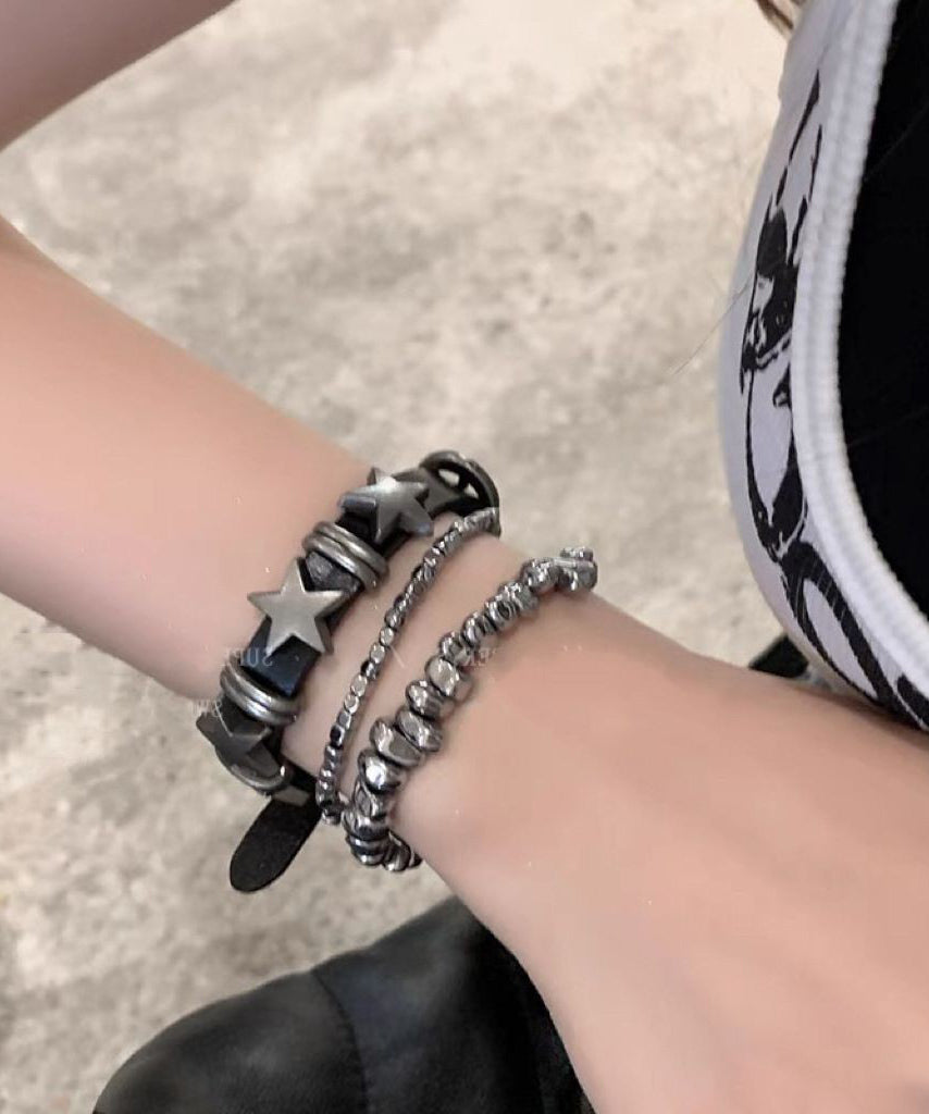 PU Star Fine Bracelet Grey Chain Alloy Set Three-Piece FashionChic