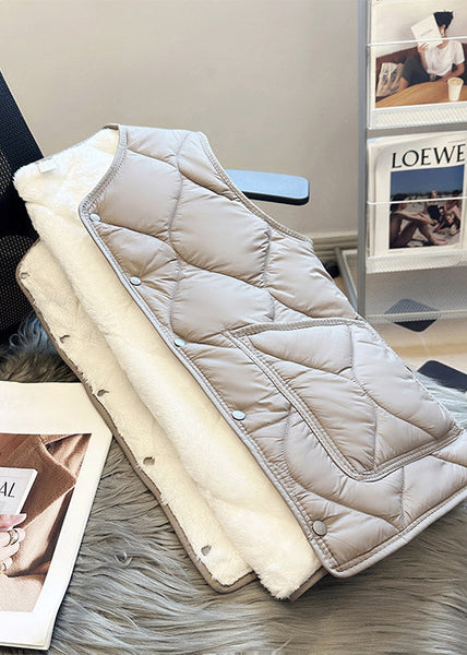 Fine Grey Pockets Warm Fleece Mens Vest Casual Clothing Winter TK025