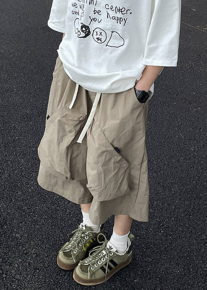 Fine Khaki High Waist Patchwork Mens Straight Pants YT028 Men-Silk-MENCP240721