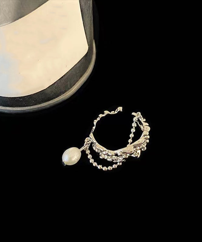 Pearl Metal Tassel Set Two-Piece Rings Fine FashionChic