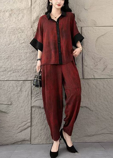 Piece Women Two Patchwork Cotton Oversized Fine Mulberry Set FashionChic