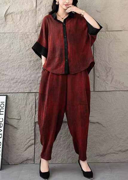 Piece Women Two Patchwork Cotton Oversized Fine Mulberry Set FashionChic