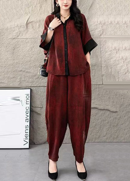 Piece Women Two Patchwork Cotton Oversized Fine Mulberry Set FashionChic