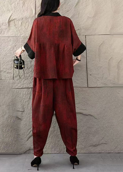 Piece Women Two Patchwork Cotton Oversized Fine Mulberry Set FashionChic