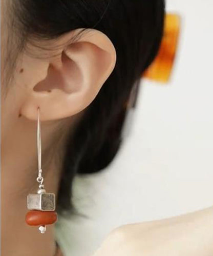 Fine Orange Sterling Silver Persimmon Hoop Earrings QJ055 JEW-EAR241021