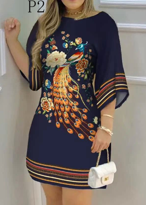 Print Holiday Summer Cotton Dress Fine Oversized FashionChic