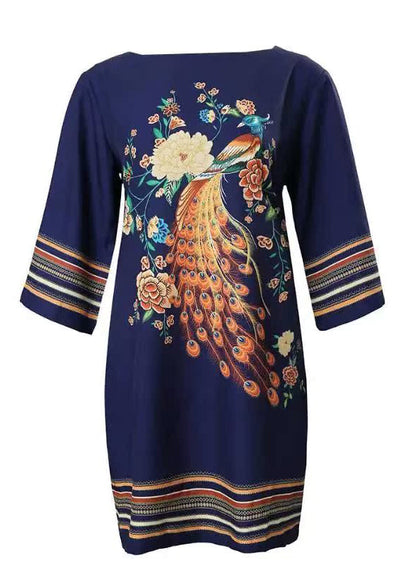 Print Holiday Summer Cotton Dress Fine Oversized FashionChic