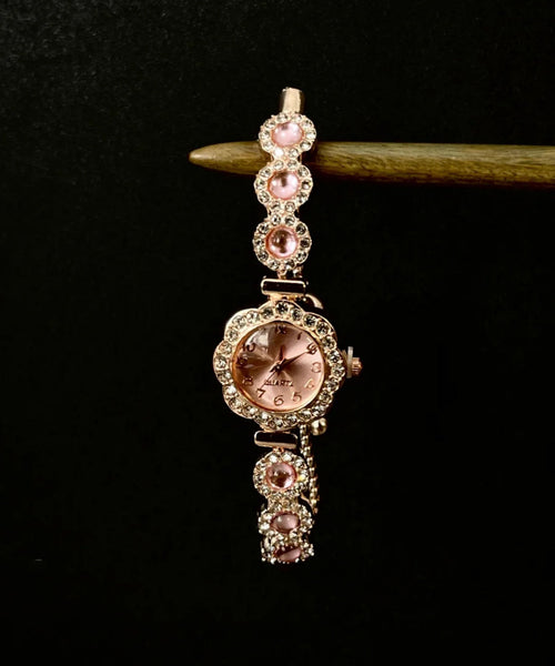 Gem Stone Pink Fine Crystal Alloy Watches Zircon Inlaid Sapphire FashionChic
