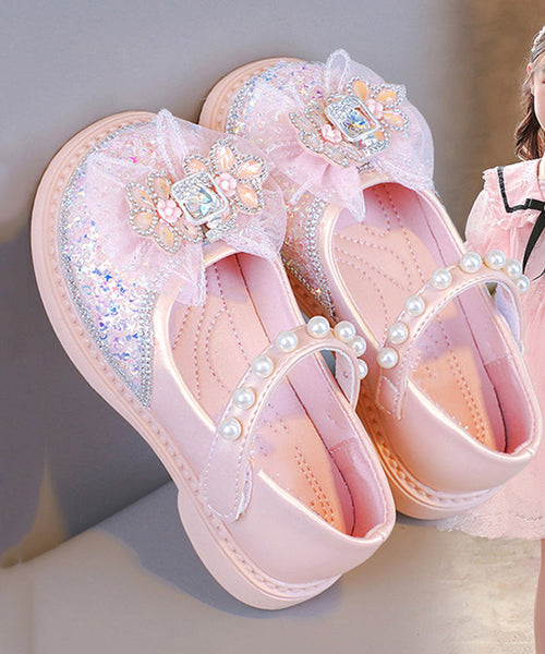 Buckle Shoes Fine Flat Zircon Girls Pearl Pink Strap Crystal FashionChic