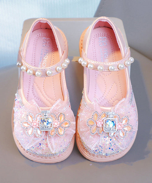 Buckle Shoes Fine Flat Zircon Girls Pearl Pink Strap Crystal FashionChic