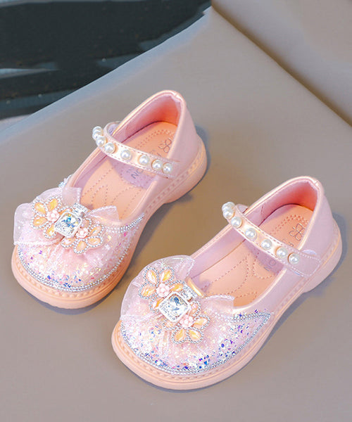 Buckle Shoes Fine Flat Zircon Girls Pearl Pink Strap Crystal FashionChic