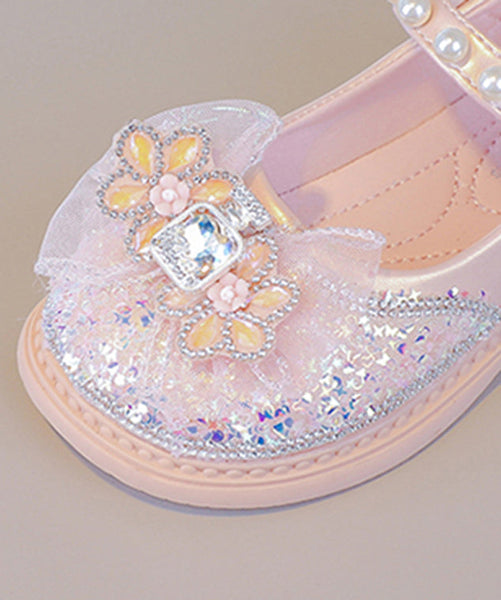 Buckle Shoes Fine Flat Zircon Girls Pearl Pink Strap Crystal FashionChic