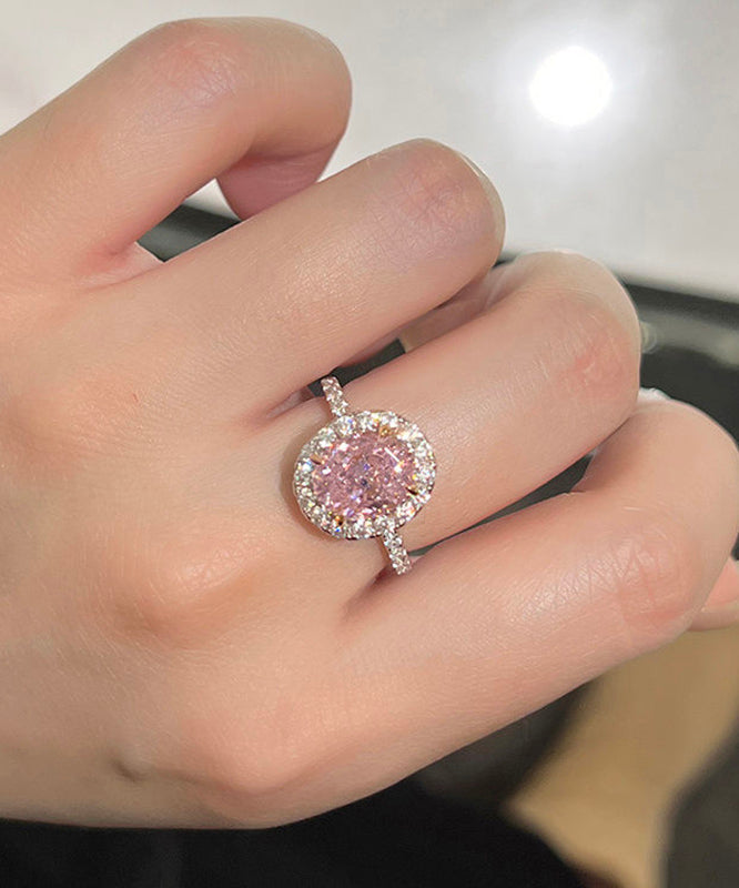 Fine Pink Copper Zircon Egg Shaped Rings QI064 JEW-RIN240928