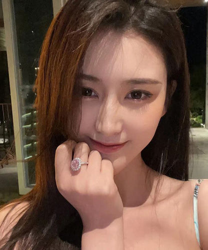 Fine Pink Copper Zircon Egg Shaped Rings QI064 JEW-RIN240928