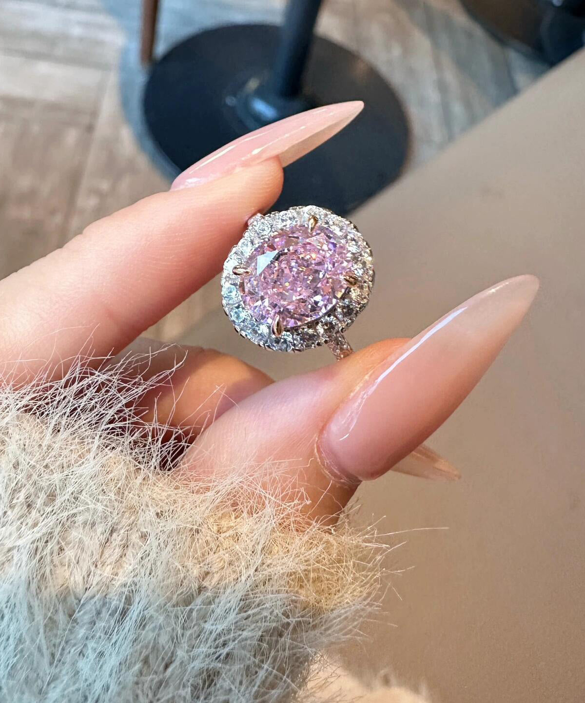 Fine Pink Copper Zircon Egg Shaped Rings QI064 JEW-RIN240928