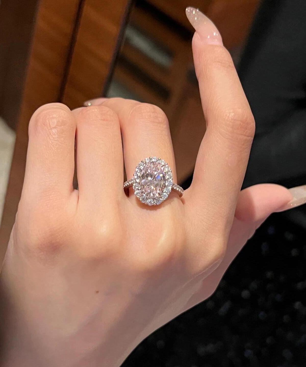 Fine Pink Copper Zircon Egg Shaped Rings QI064 JEW-RIN240928