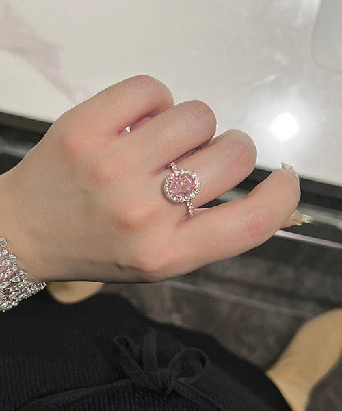 Fine Pink Copper Zircon Egg Shaped Rings QI064 JEW-RIN240928
