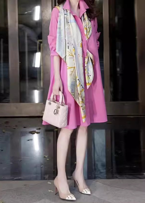 Pieces Pan Fake Fine Pink Patchwork Long Two Peter Collar Shirts FashionChic