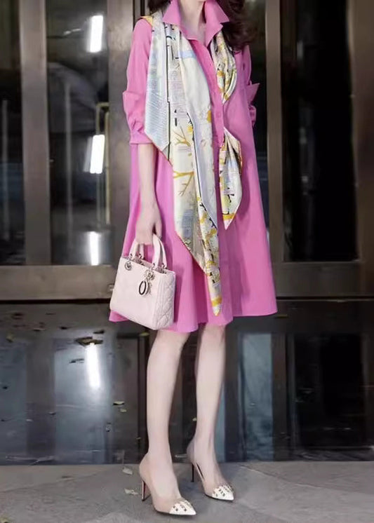 Pieces Pan Fake Fine Pink Patchwork Long Two Peter Collar Shirts FashionChic