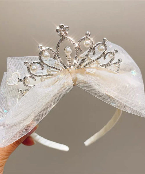 Fine Pink Tulle Patchwork Bow Pearl Zircon Girls Hairpin YG034 ABC