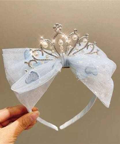 Fine Pink Tulle Patchwork Bow Pearl Zircon Girls Hairpin YG034 ABC