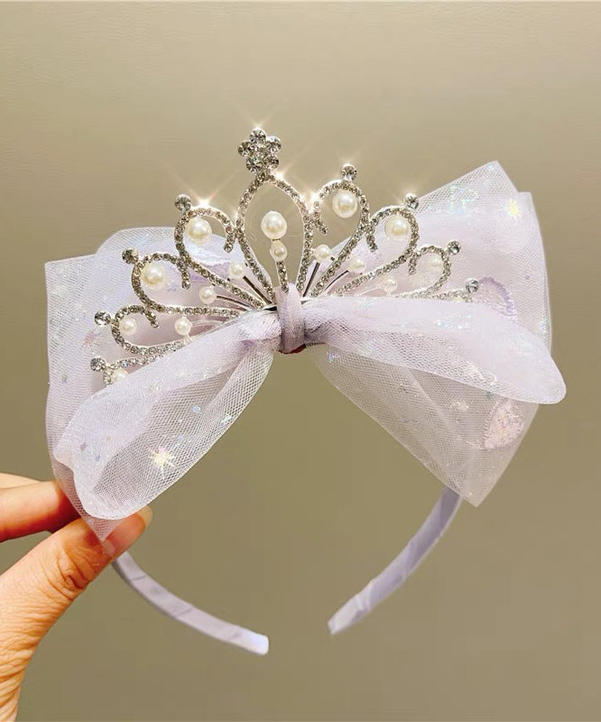 Fine Pink Tulle Patchwork Bow Pearl Zircon Girls Hairpin YG034 ABC