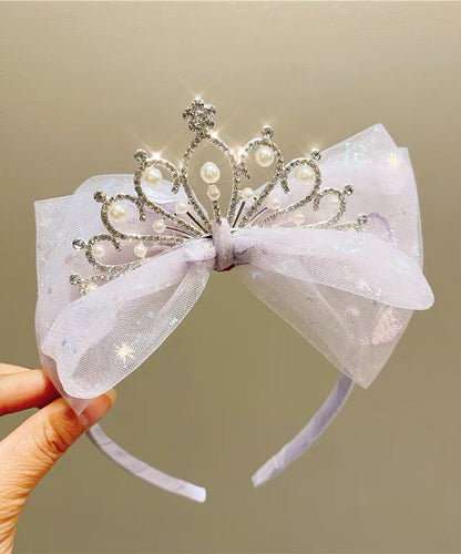 Fine Pink Tulle Patchwork Bow Pearl Zircon Girls Hairpin YG034 ABC