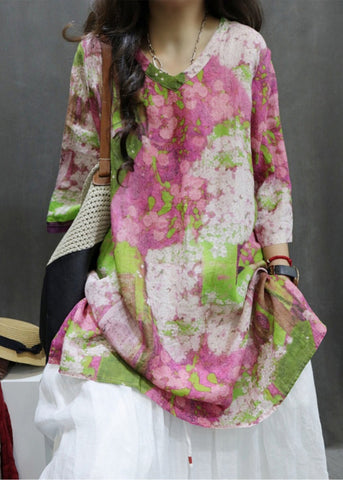 Fine Print Side Open Shirts Half Sleeve VB1077 Ada Fashion