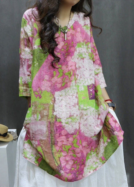 Fine Print Side Open Shirts Half Sleeve VB1077 Ada Fashion