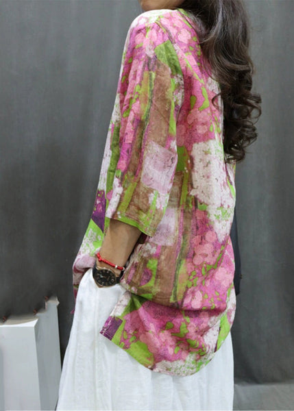 Fine Print Side Open Shirts Half Sleeve VB1077 Ada Fashion