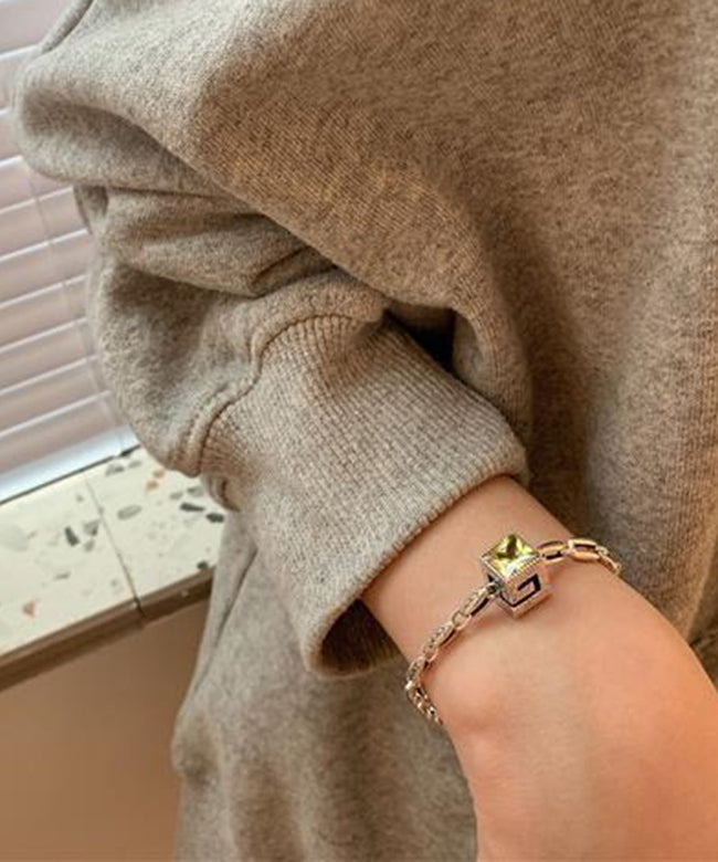 Fine Purple Copper Zircon Gem Stone Chain Bracelet QU053 JEW-BRA241007