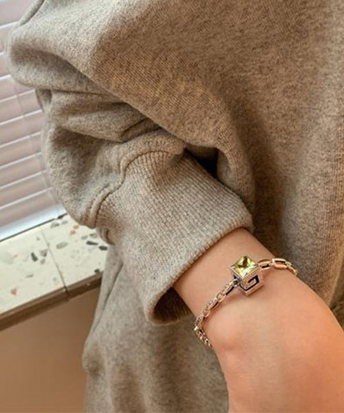 Fine Purple Copper Zircon Gem Stone Chain Bracelet QU053 JEW-BRA241007