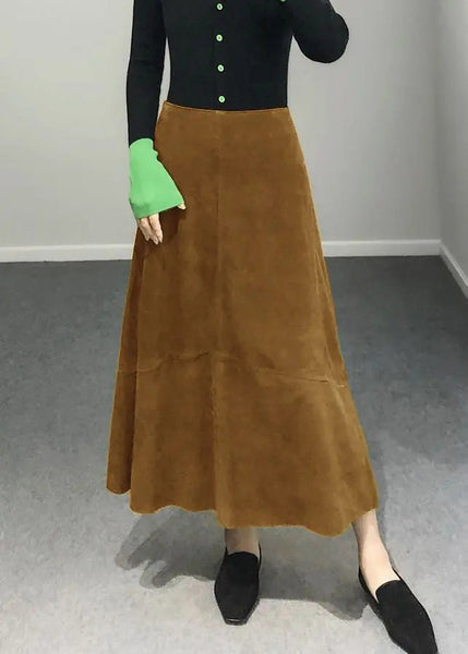 Fine Purple High Waist Patchwork Sheepskin Skirts Spring Ada Fashion