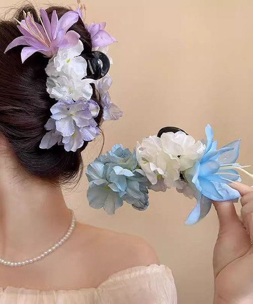 Floral Purple Shark Plastic Fine Clamp Hairpin FashionChic