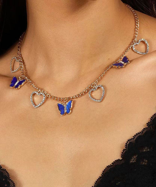 Fine Purple Sterling Silver Overgild Zircon Butterfly Love Pendant Necklace DF1011 Ada Fashion