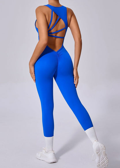 Fine Red Backless One Piece Workout Suit Workout Leggings TH003