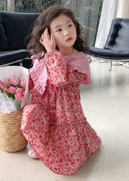 Fine Red Ruffled Patchwork Kids Maxi Dress Fall SS1039 MM-RCTZ-FDL240601