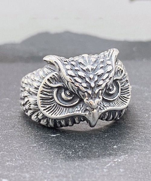 Fine Red Sterling Silver Agate Owl Open Rings YI022 ABC