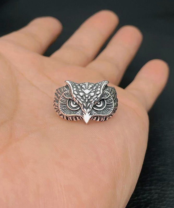 Fine Red Sterling Silver Agate Owl Open Rings YI022 ABC
