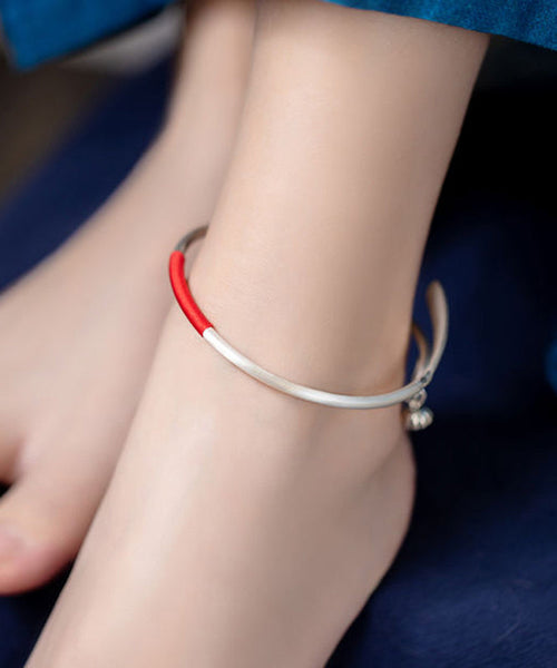 Fine Red Sterling Silver Lotus Seedpod Carve Tassel Anklets AB1090 Genistyle Shop