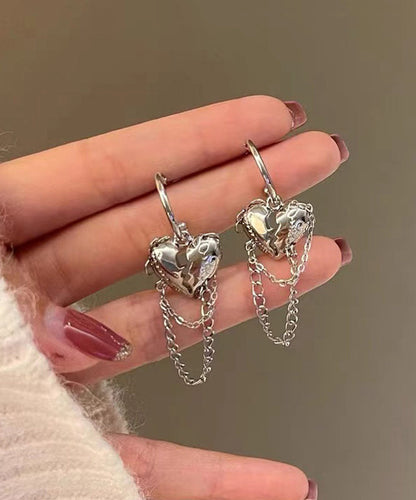 Fine Silk Alloy Inlaid Gem Stone Love Chain Tassel Drop Earrings QQ066 JEW-EAR240811